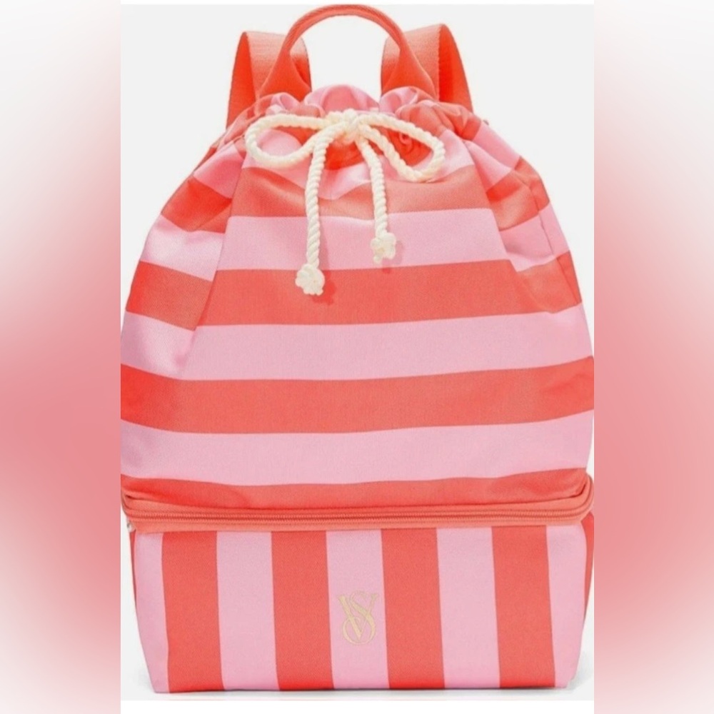 NWT Victoria’s Secret Insulated Cooler Backpack Pink Striped